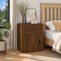 Bedside Cabinet Brown Oak 50x36x60 cm Engineered Wood Nightstand with Drawer