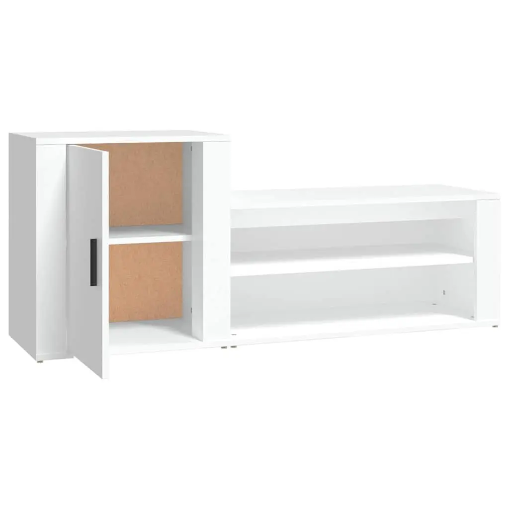 Shoe Cabinet White Storage Organiser 2 Compartments Engineered Wood Hallway Furniture
