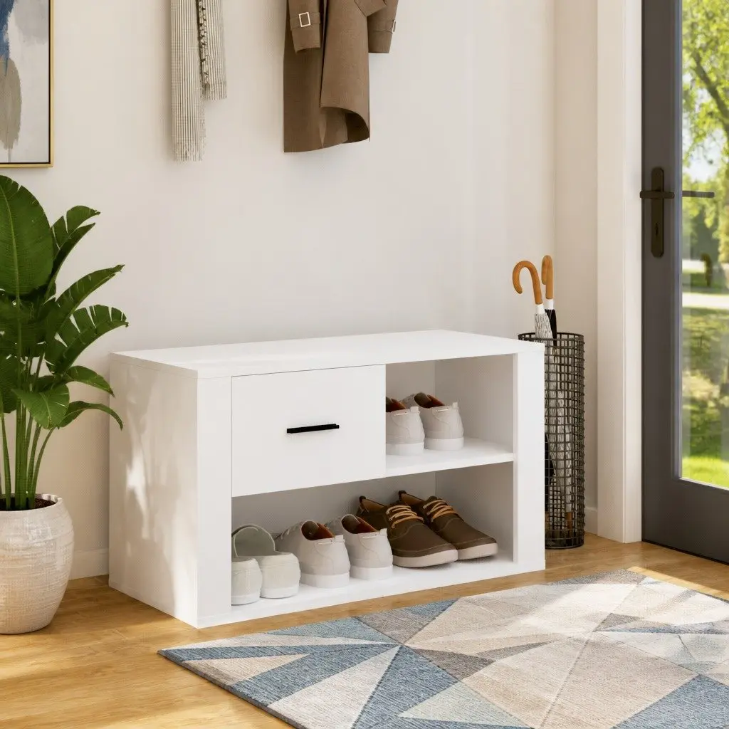 Shoe Cabinet Engineered Wood Storage Organiser White 80x35x45 cm