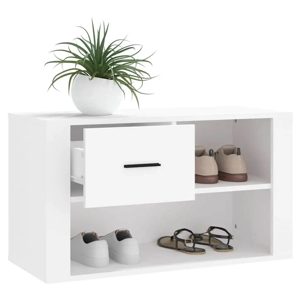 Shoe Cabinet Engineered Wood Storage Organiser White 80x35x45 cm