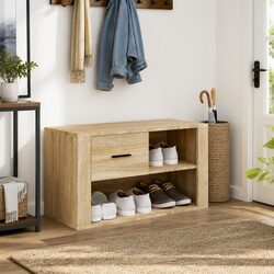 Shoe Cabinet Storage Organiser Beige Engineered Wood 80x35x45 cm 2 Compartments