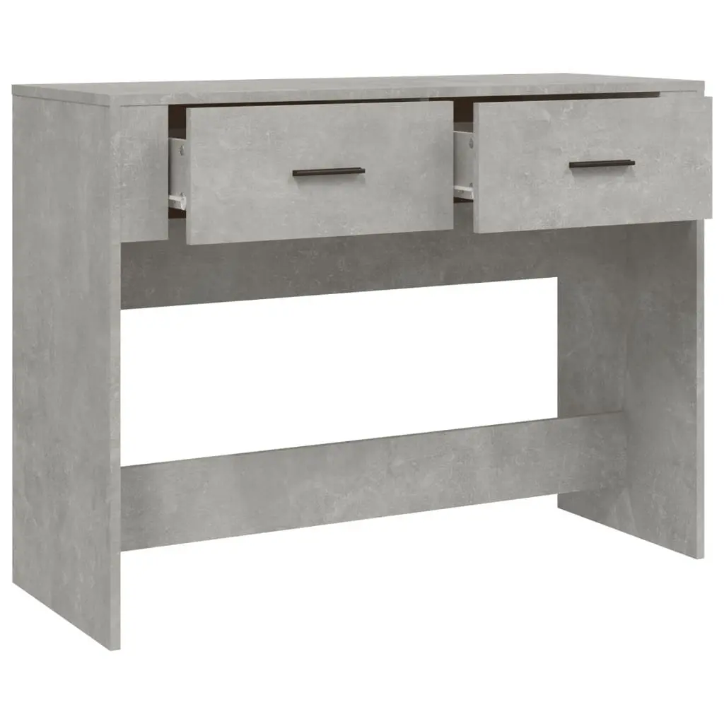 Console Table Grey Engineered Wood 2 Drawers Storage for Hallway Entryway