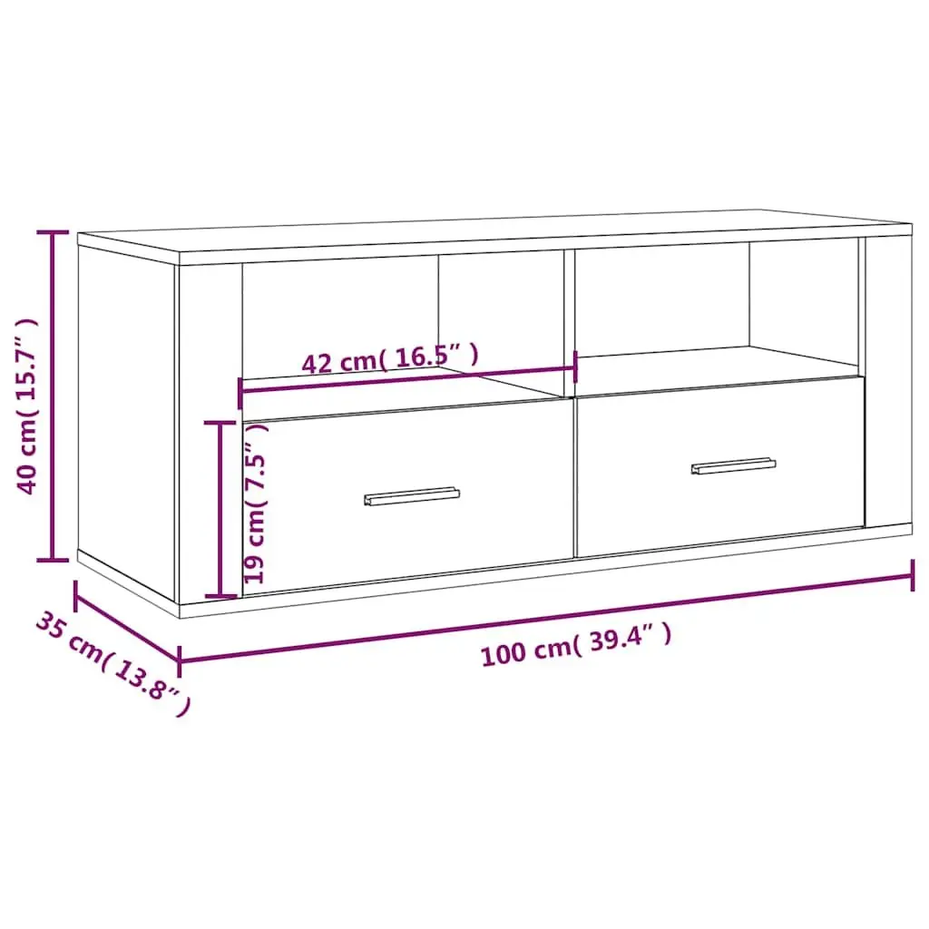 TV Cabinet Smoked Oak Media Storage Unit with Drawers and Compartments for Living Room