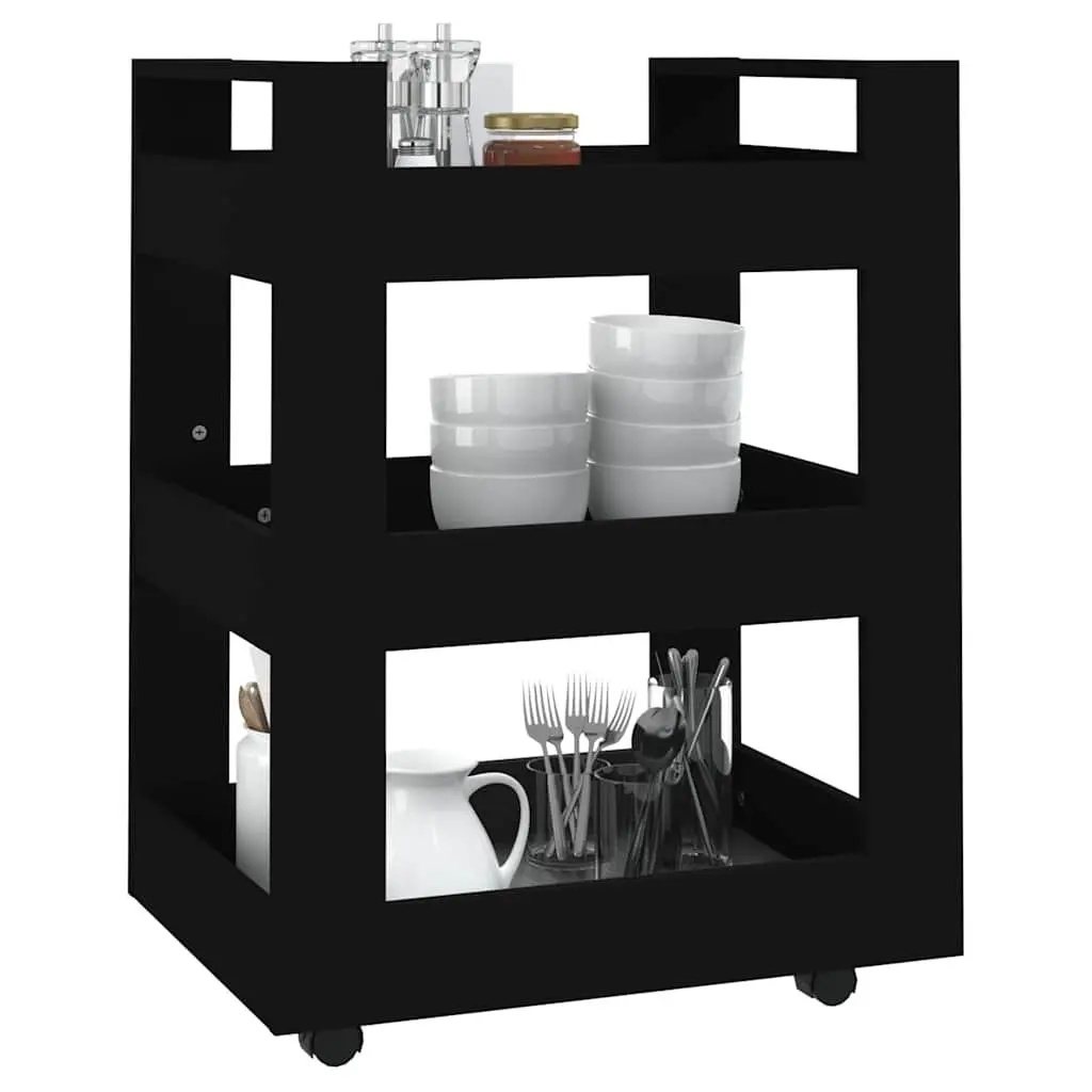 Kitchen Trolley 3 Shelf Storage Cart 60x45x80 cm Black