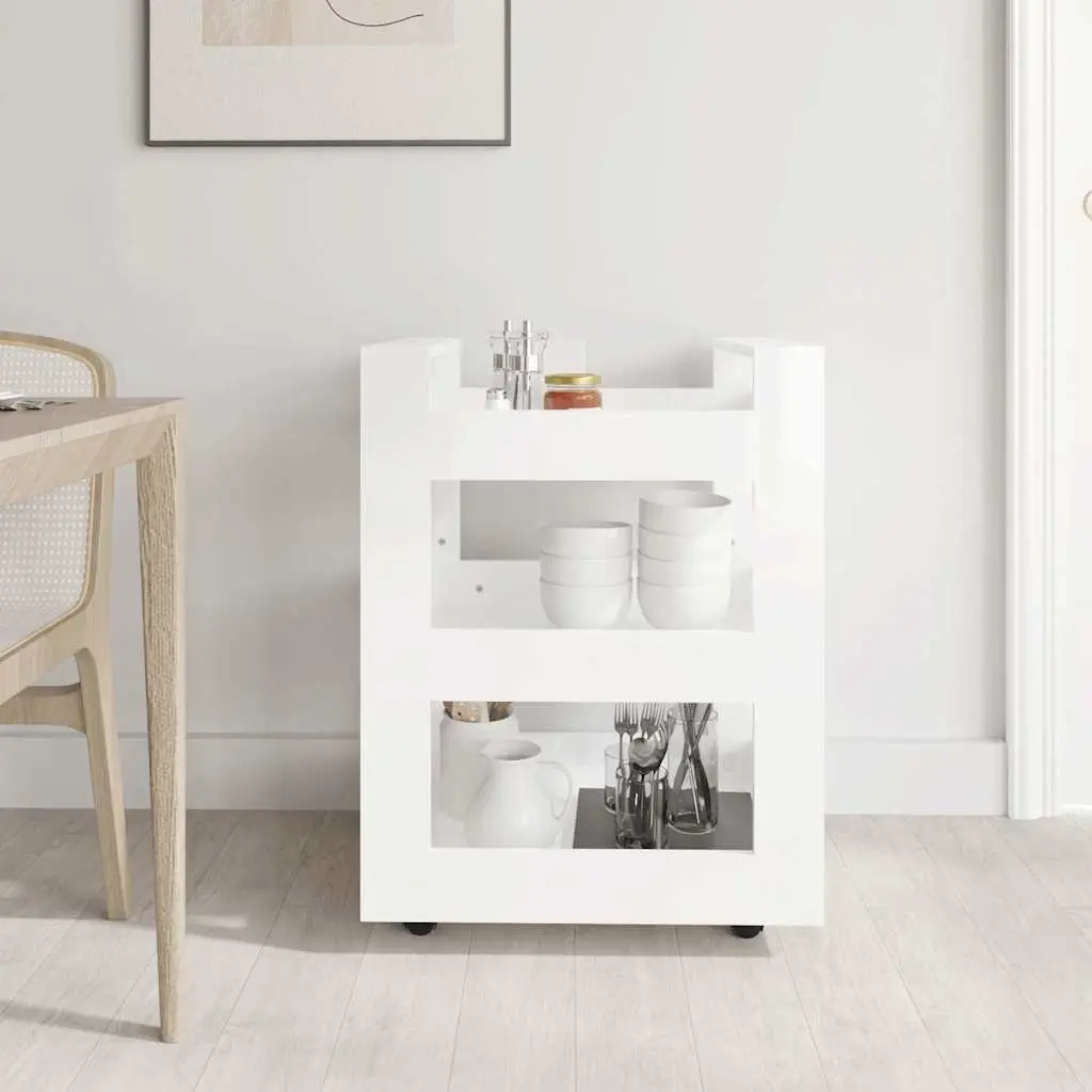 Kitchen Trolley Mobile Serving Cart 60x45x80cm White 3 Shelf Storage Organiser