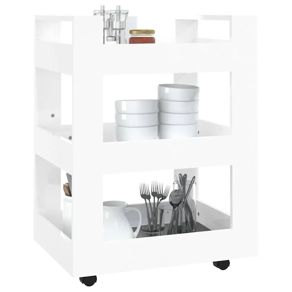 Kitchen Trolley Mobile Serving Cart 60x45x80cm White 3 Shelf Storage Organiser