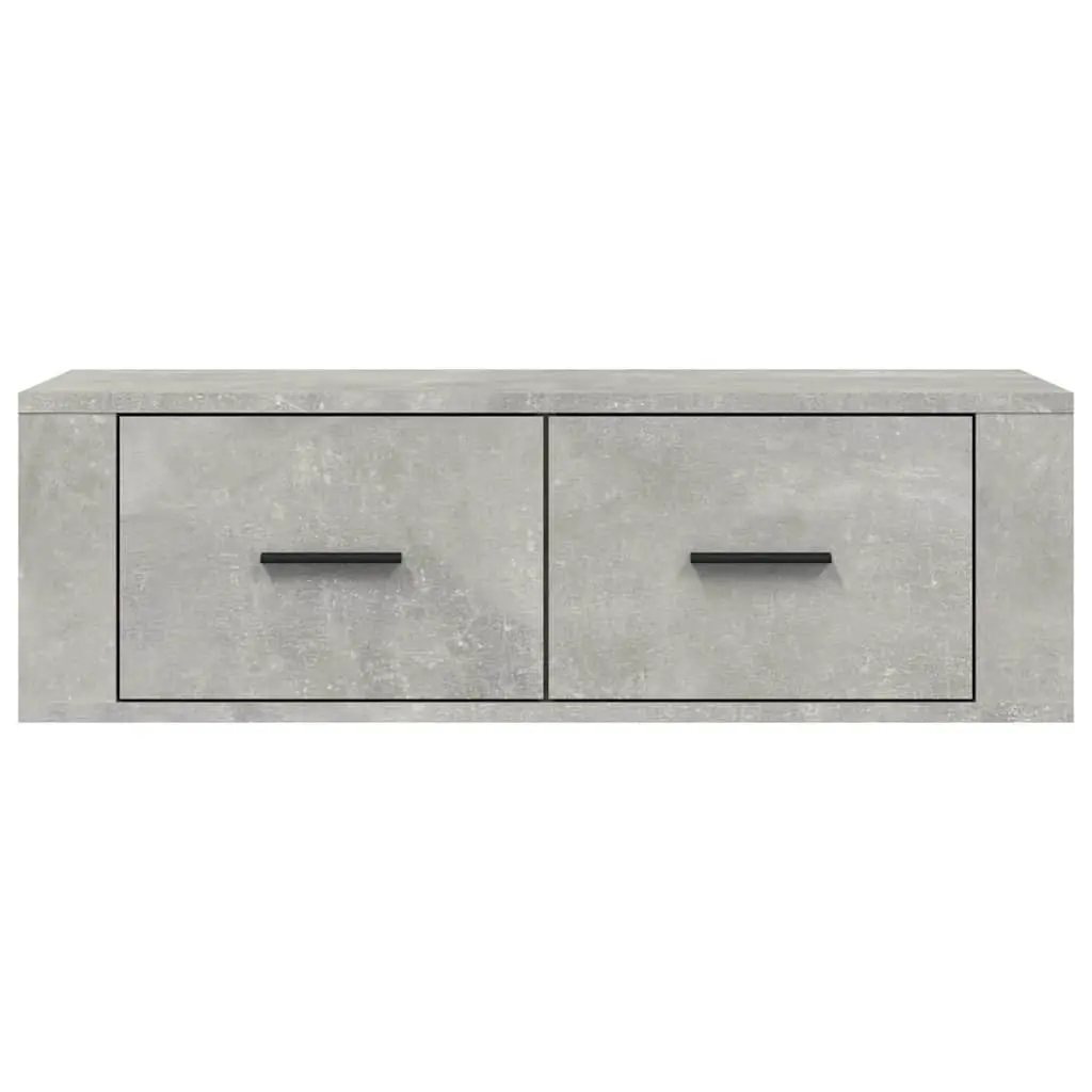 Wall-Mounted TV Cabinet Grey Engineered Wood Storage Drawers