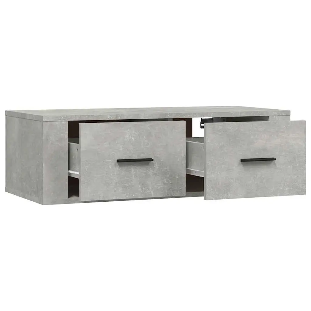 Wall-Mounted TV Cabinet Grey Engineered Wood Storage Drawers
