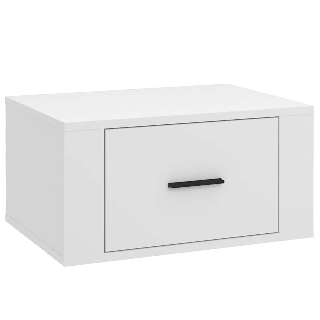 Wall-mounted Bedside Cabinet Floating Storage Organizer 50x36x25cm White Engineered Wood