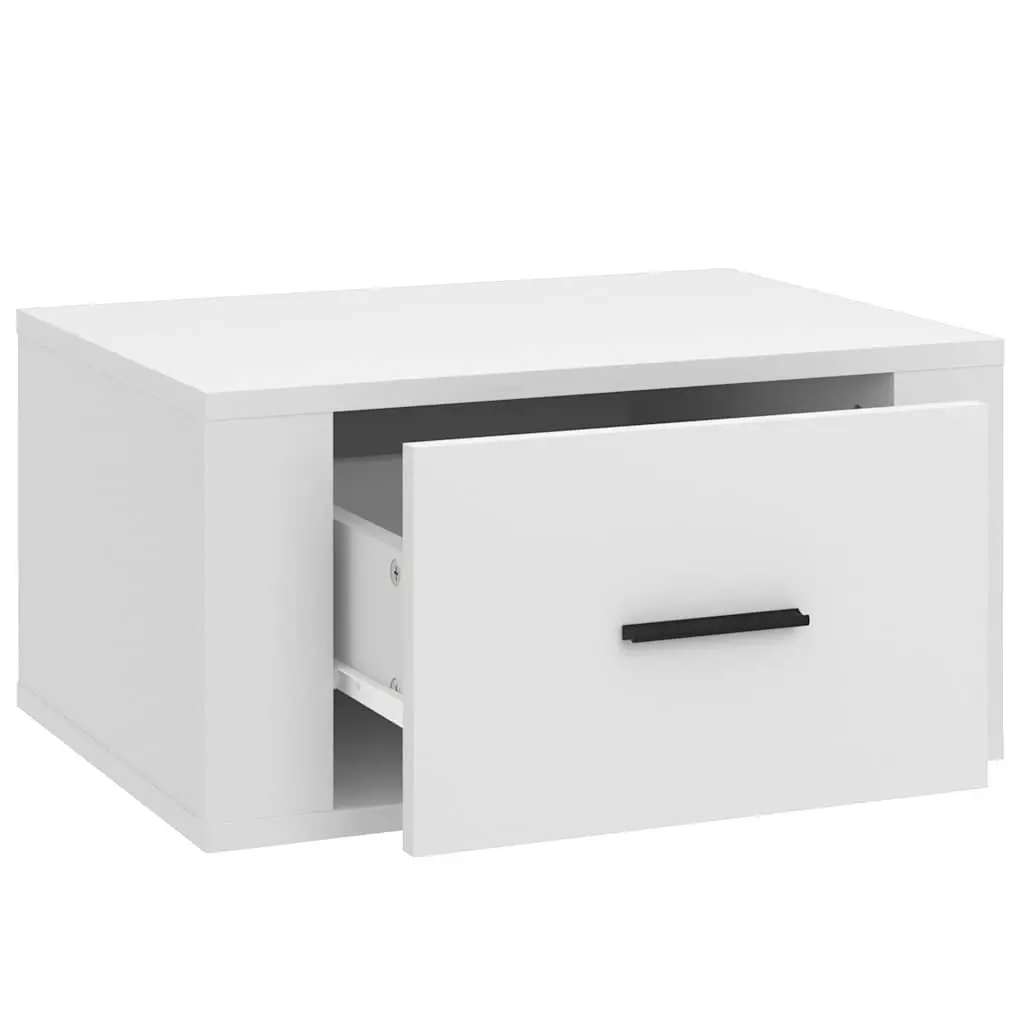 Wall-mounted Bedside Cabinet Floating Storage Organizer 50x36x25cm White Engineered Wood