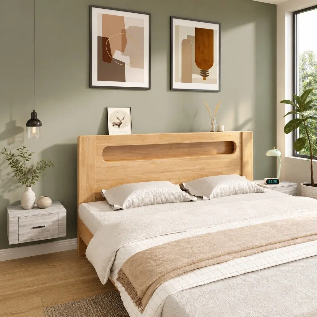 Wall-mounted Bedside Cabinets Floating Storage Organiser 50 x 36 x 25 cm Grey Sonoma 2 Piece