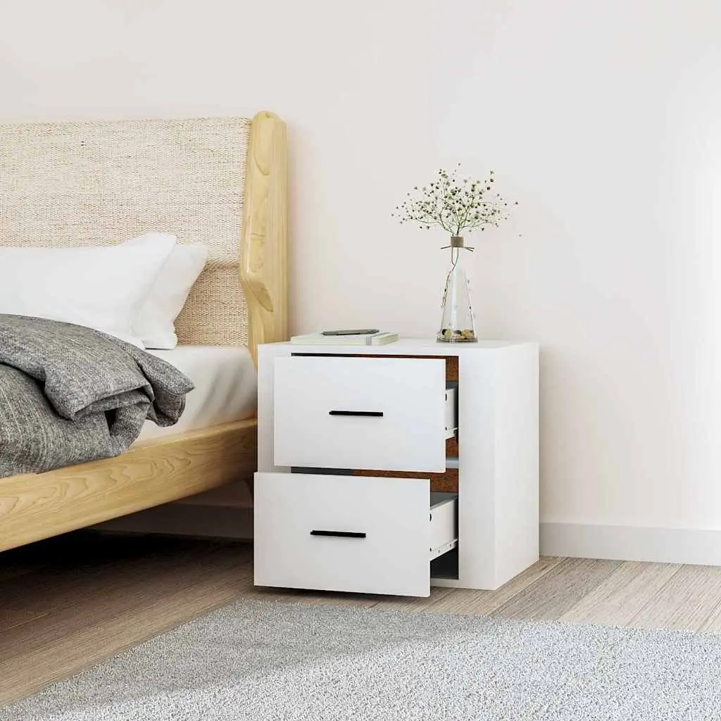 Wall-mounted Bedside Cabinet Storage Organiser White 50x36x47cm