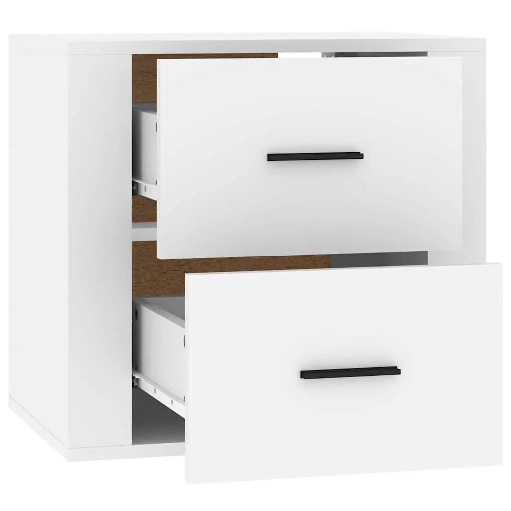 Wall-mounted Bedside Cabinet Storage Organiser White 50x36x47cm