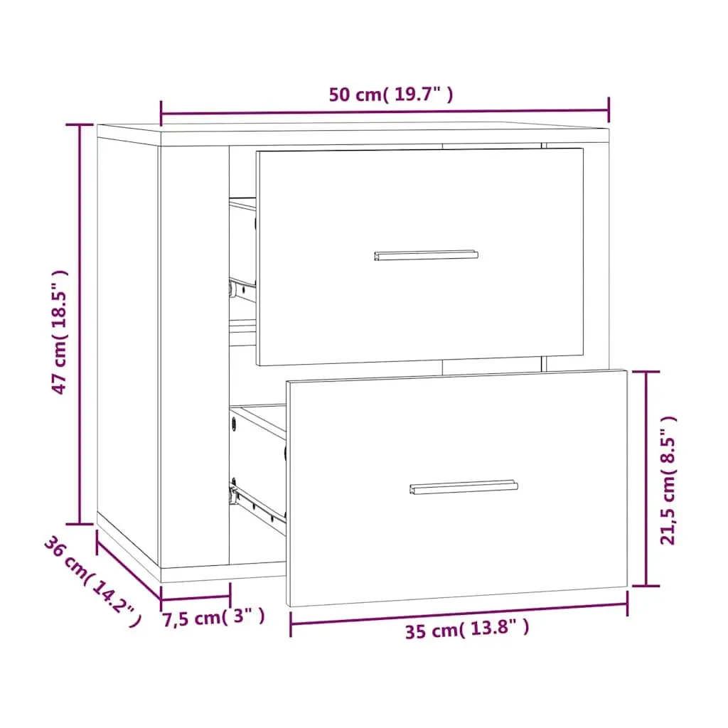 Wall-mounted Bedside Cabinet Storage Organiser White 50x36x47cm