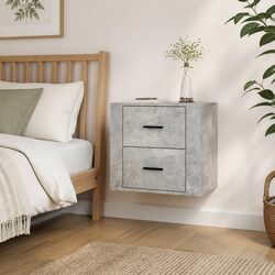 Wall-mounted Bedside Cabinet Grey Storage Unit Floating Nightstand Organiser