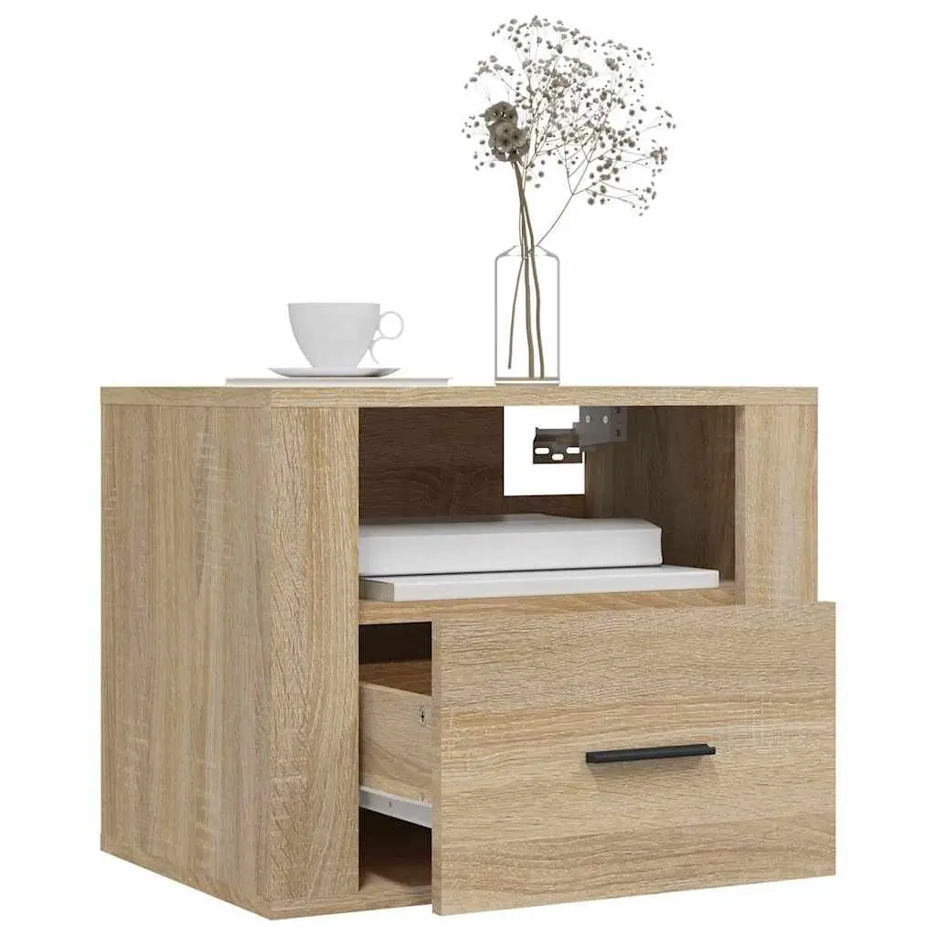 Wall-Mounted Bedside Cabinets Floating Storage 50 x 36 x 40 cm Sonoma Oak 2 pcs