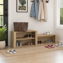 Shoe Cabinet Beige Storage Organiser Hall Furniture Engineered Wood Compartments