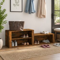 Shoe Cabinet Storage Organiser Brown Engineered Wood Hallway Furniture