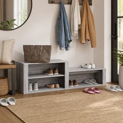 Shoe Cabinet Grey Engineered Wood Storage Rack Organiser Hallway Furniture