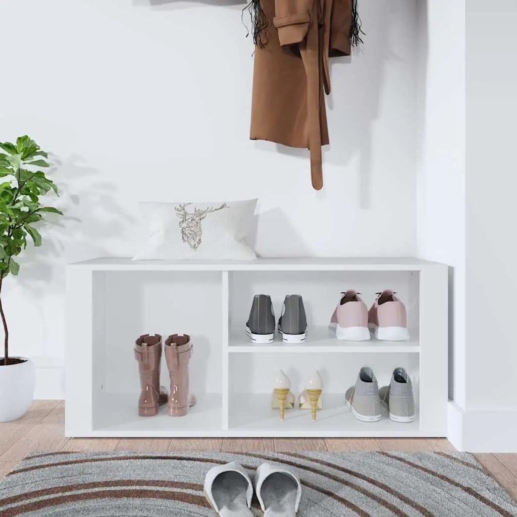 Shoe Cabinet White Storage Organiser Engineered Wood Hallway Furniture Unit