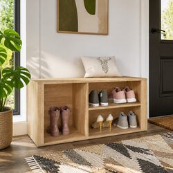 Shoe Cabinet Storage Organiser Beige Engineered Wood Hallway Furniture