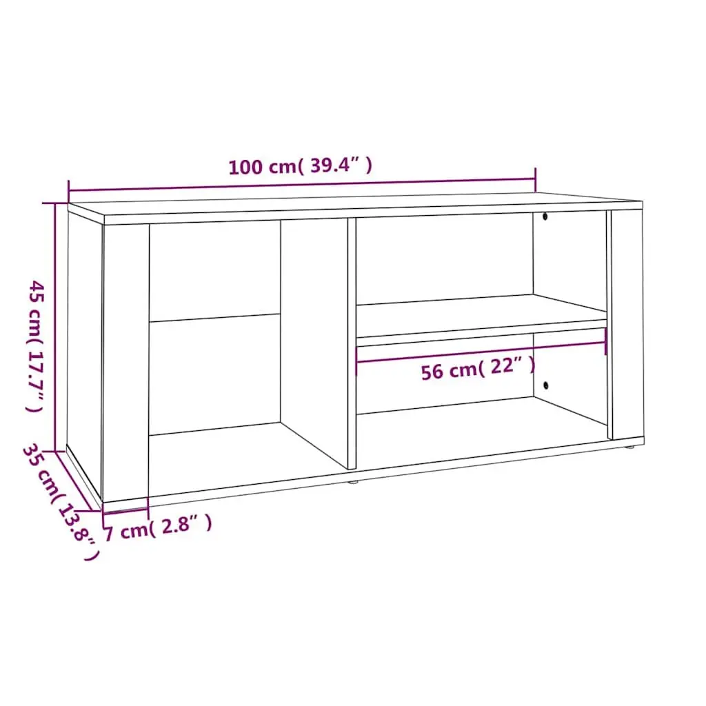 Shoe Cabinet Storage Organiser Engineered Wood Grey 100W x 35D x 45H cm