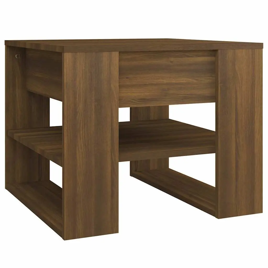 Coffee Table Brown Engineered Wood Storage Shelf Living Room Accent Furniture