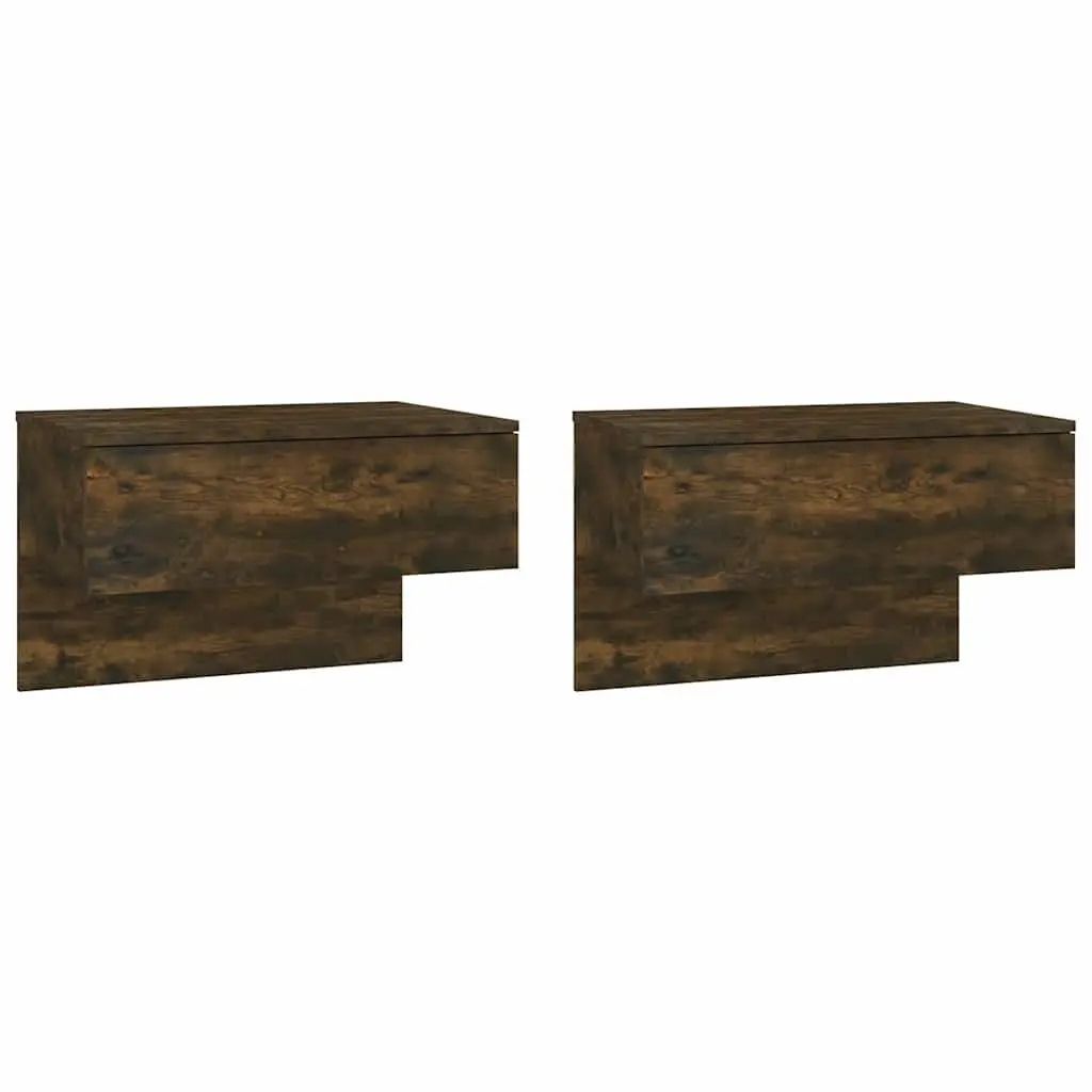 Wall-mounted Bedside Cabinets Floating Storage Shelves 2 Piece Brown Engineered Wood