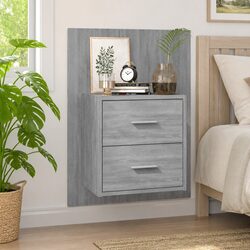 Wall-mounted Bedside Cabinet Grey Sonoma Floating Storage Unit