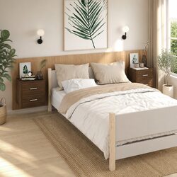 Wall-mounted Bedside Cabinets 2 pcs Brown Oak Floating Storage Units