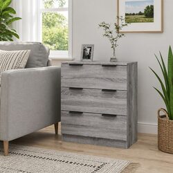 Sideboard Grey Sonoma 60x30x70cm Storage Cabinet 3 Drawers Engineered Wood