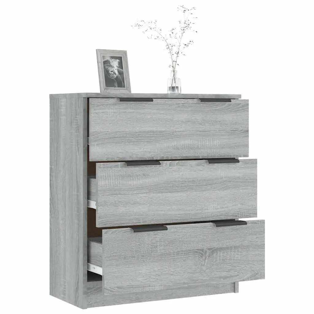 Sideboard Storage Cabinet 3 Drawers Engineered Wood Grey 60x30x70cm
