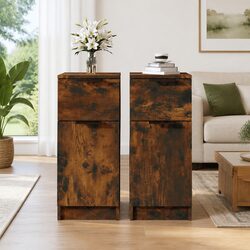 Sideboard Cabinet 2 pcs Brown Engineered Wood Storage Buffet Display Cupboard