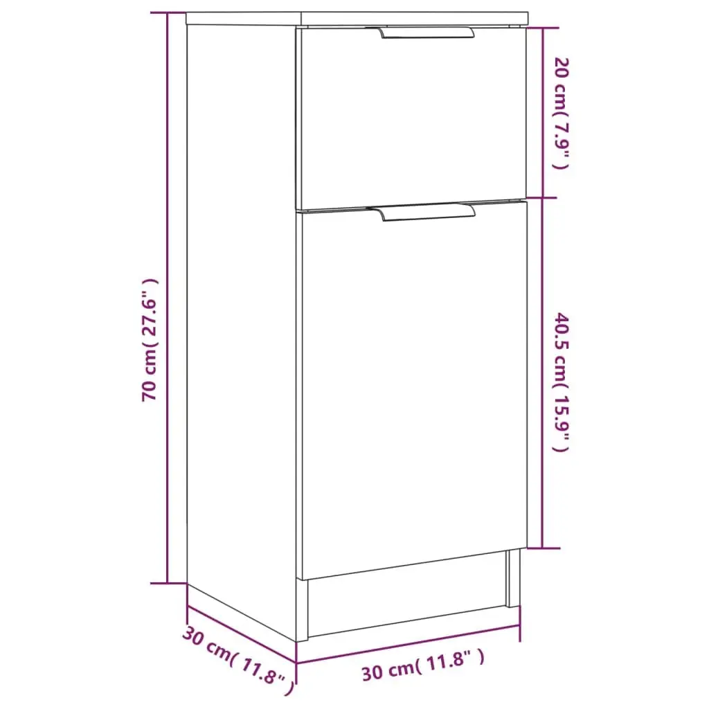 Sideboard Cabinet 2 Piece Brown Engineered Wood Storage Buffet Display Cupboard