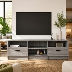 TV Cabinet Grey Sonoma 150x33.5x45cm Engineered Wood Storage Unit Drawers