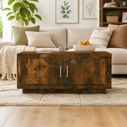 Coffee Table Brown Engineered Wood Living Room Accent Furniture Storage Display