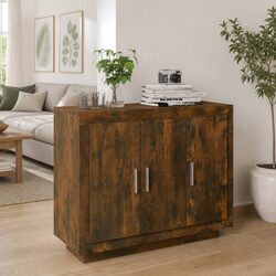 Sideboard Cabinet Brown Engineered Wood Storage Furniture Living Room Bedroom