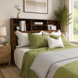 Headboard Cabinet with Storage Compartments Brown Engineered Wood Bedroom