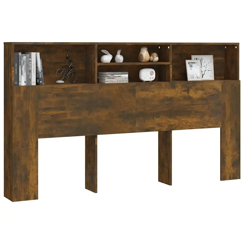 Headboard Cabinet Wall-Mounted Storage Bookcase 180cm Brown