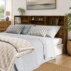 Headboard Cabinet Storage 200 cm Wall-Mounted Bedroom Organiser Brown