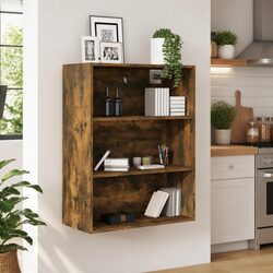 Hanging Wall Cabinet Brown Engineered Wood Storage Organizer 69.5x32.5x90cm