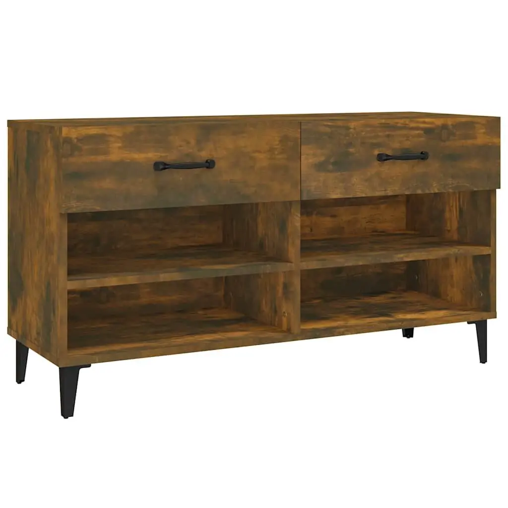 Shoe Cabinet Storage Organiser 102x35x55 cm Brown with 2 Drawers and 4 Compartments