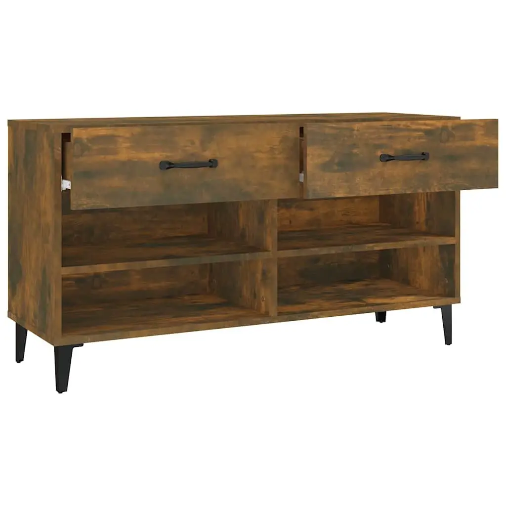 Shoe Cabinet Storage Organiser 102x35x55 cm Brown with 2 Drawers and 4 Compartments
