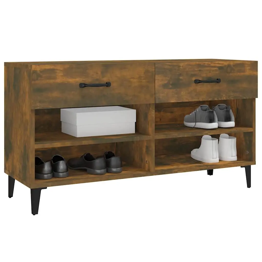 Shoe Cabinet Storage Organiser 102x35x55 cm Brown with 2 Drawers and 4 Compartments