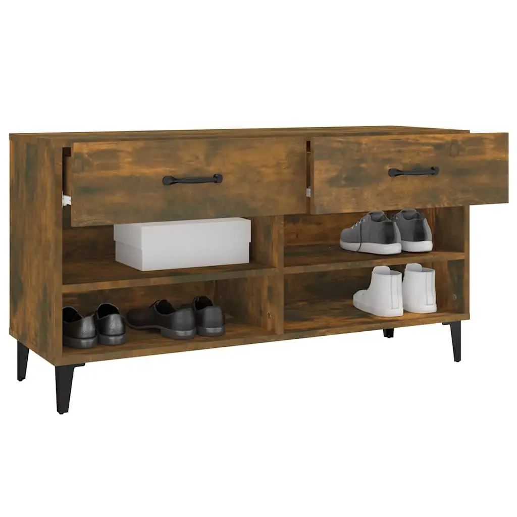 Shoe Cabinet Storage Organiser 102x35x55 cm Brown with 2 Drawers and 4 Compartments