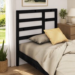 Black Wooden Bed Headboard 96cm Solid Pine Wood Bedroom Furniture Décor