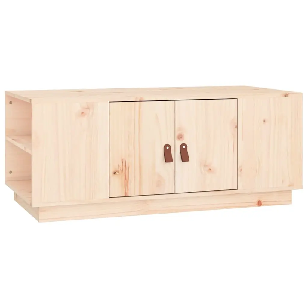 Coffee Table Solid Pine Wood 100x50x41 cm Brown Storage Compartment Shelves