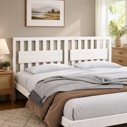 Bed Headboard White 185.5 cm Solid Pine Wood Bedroom Furniture