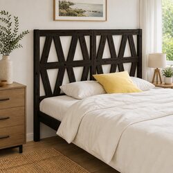 Bed Headboard Black 156cm Solid Pine Wood Slatted Design Bedroom Furniture
