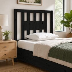 Headboard Black 96 cm Solid Wood Pine Bed Frame Bedroom Furniture Rustic Design